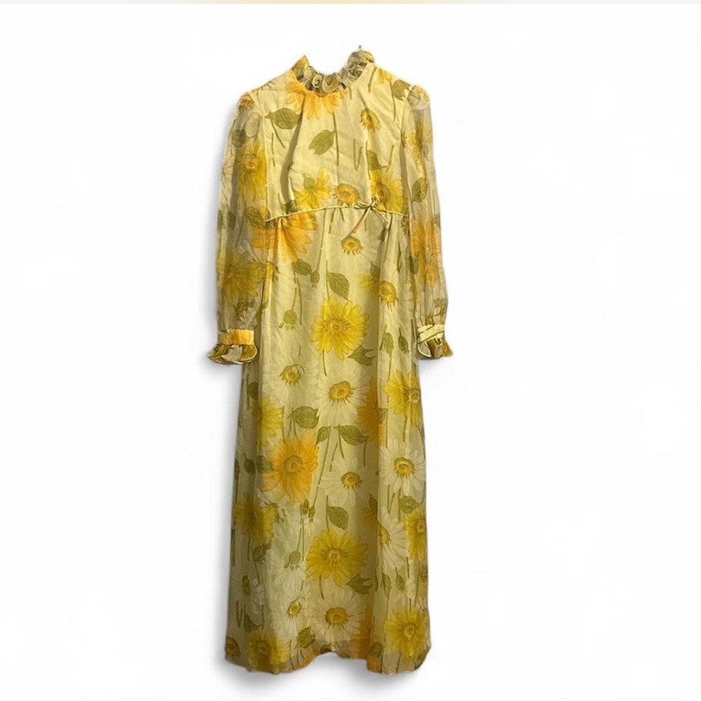 Vintage 1960’s Sylvia Ann Yellow Sunflower Maxi Dress